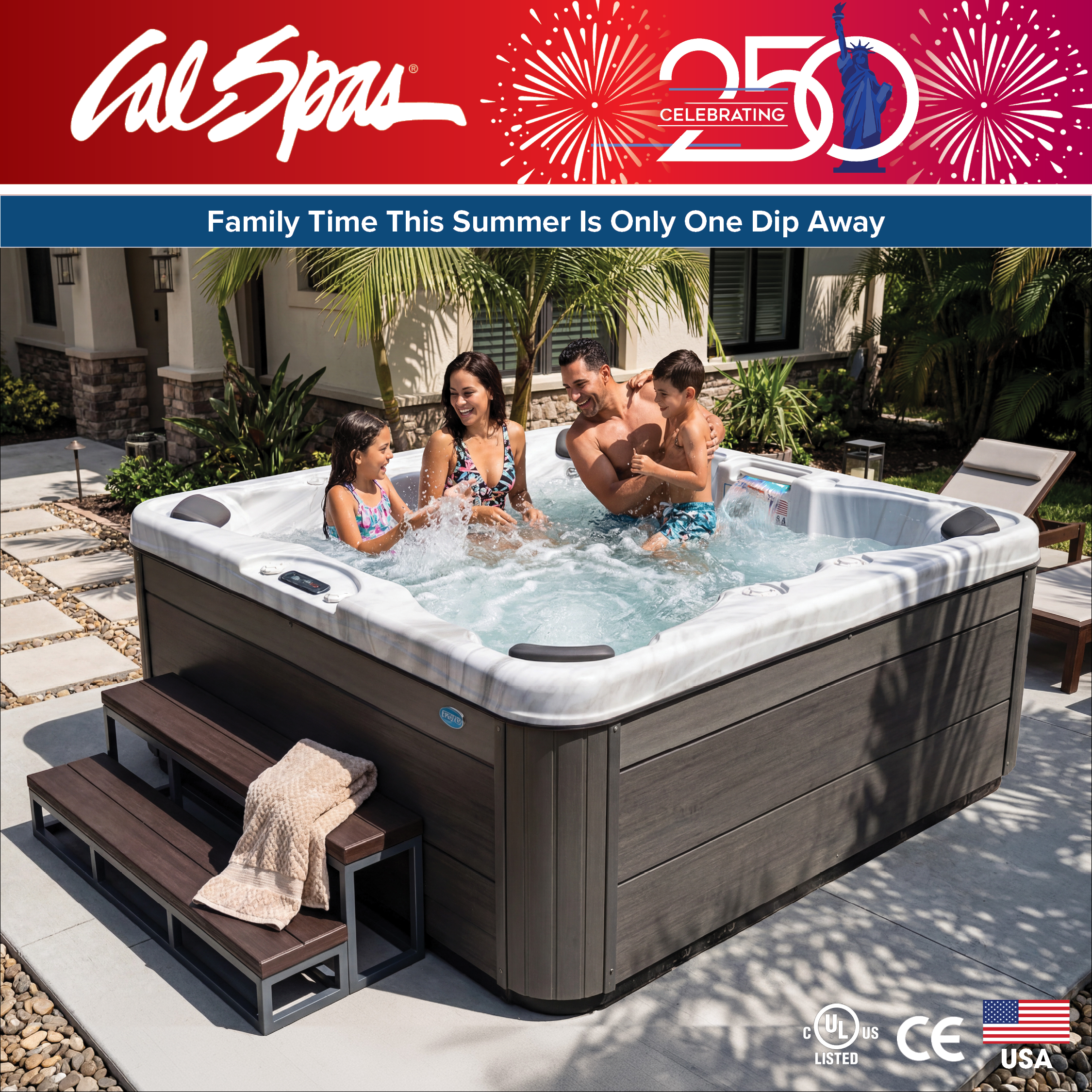 Calspas hot tub being used in a family setting - Washington